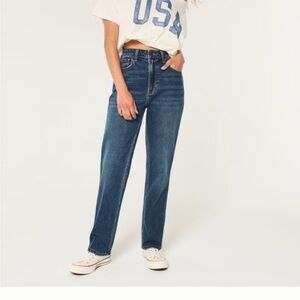 HOLLISTER Ultra High-Rise 90s Straight Denim Jeans Dark Wash Size 27 Short